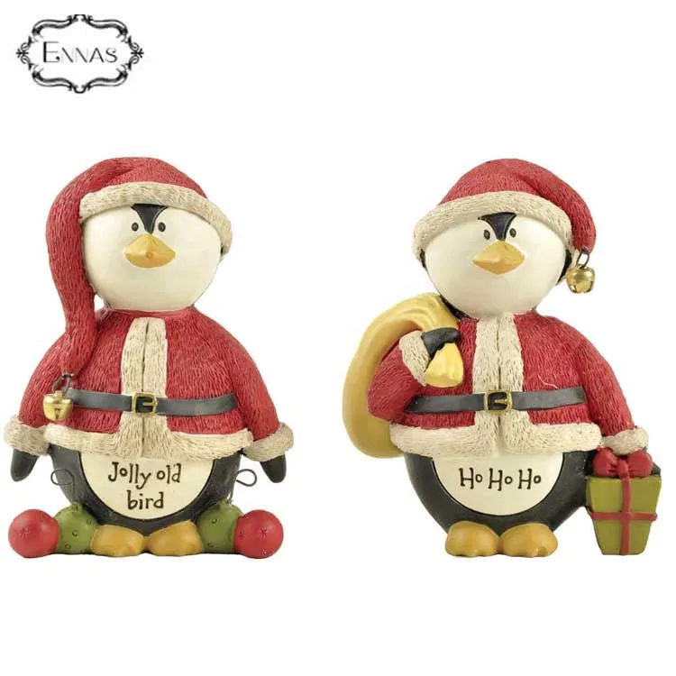 Small moq customized design ployresin penguin figurines for christmas gift