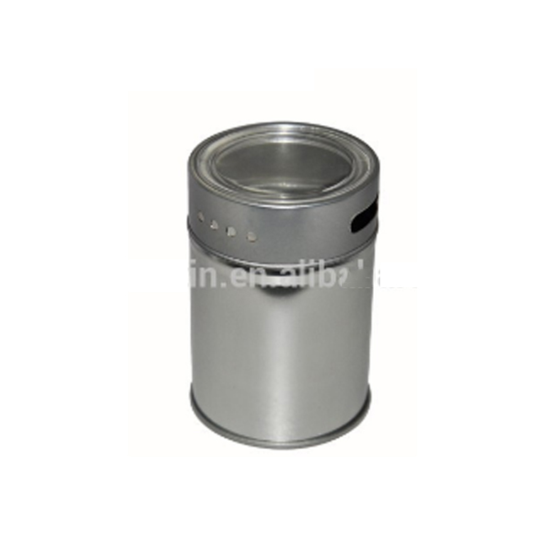Food grade round spice can with PVC window