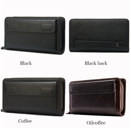 Hot SaleGenuine Leather Clutch Male Men's Clutch Bag Double Zip Wallet Long Wallets Purse Money Bag