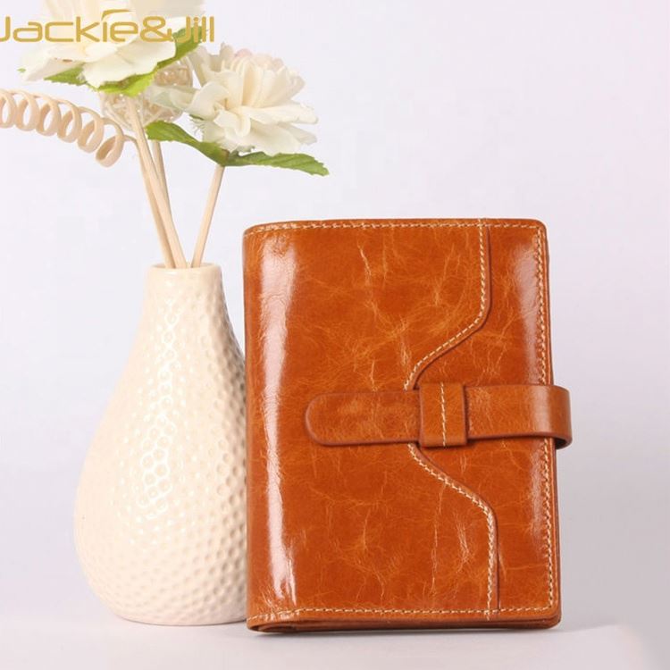 Soft Leather Strap Closure Brown Small Wallet for Woman