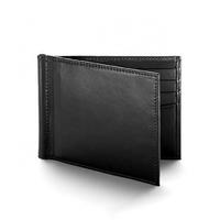 Black Smooth Leather Money Clip Billfold Wallet