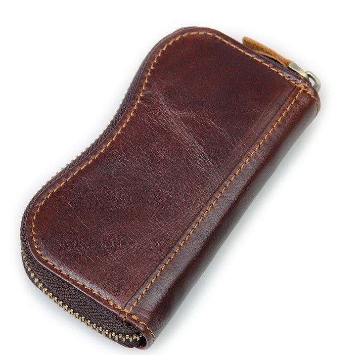 Custom Key Rings Genuine Leather Men Car Key Bag Wallet Coin PursePouch Card Holder
