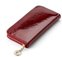 Red Patent Leather Zip Clutch Wallet for women