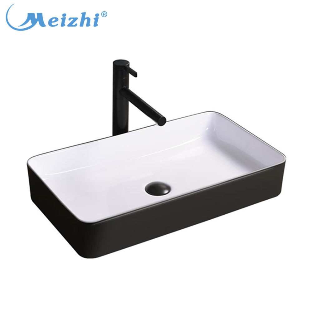 China wholesale rectangular black white ceramic basin