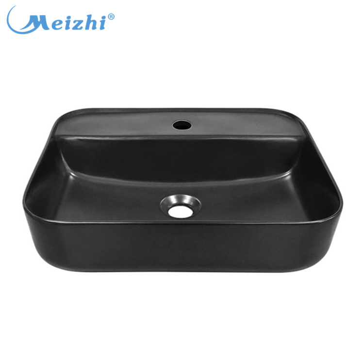 High end bathroom ceramic matte black wash basin from China factory
