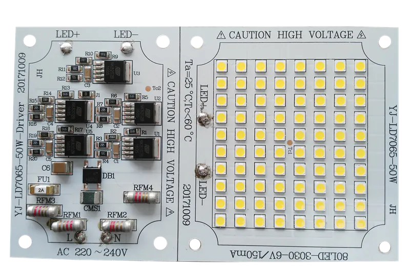 Split Board Design 50W 220V AC 3030 SMD LED Driverless Led Module DOB Led PCB PCBA for LED Floodlight and LED Washer