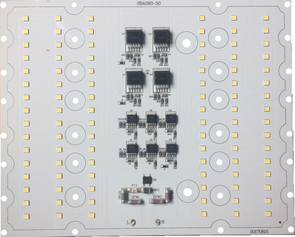 0.95PF 7-stage 4kV Breakdown voltage 50W 220V AC LED Driverless led module DOB led PCB PCBA for LED Floodlight