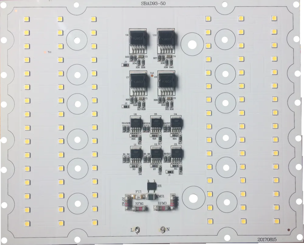 0.95PF 7-stage 4kV Breakdown Voltage 50W 220V AC LED Driverless Led Module DOB Led PCB PCBA for LED Floodlight