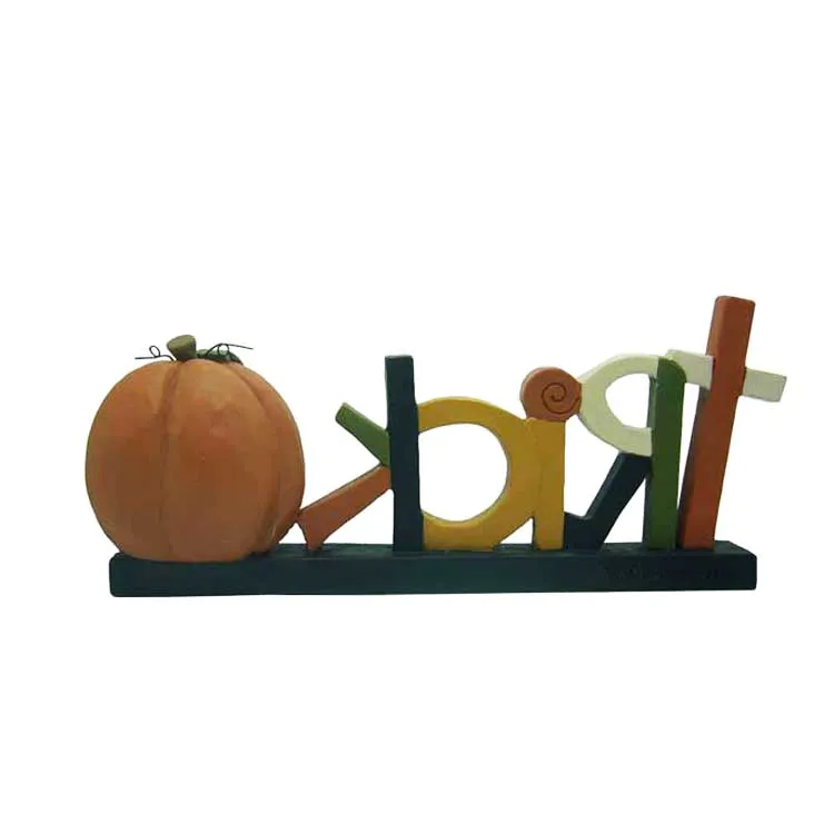 Newest Design 'trick or Treat' on Base Pumpkin Halloween Figurine Interesting Crafts Office Decorations