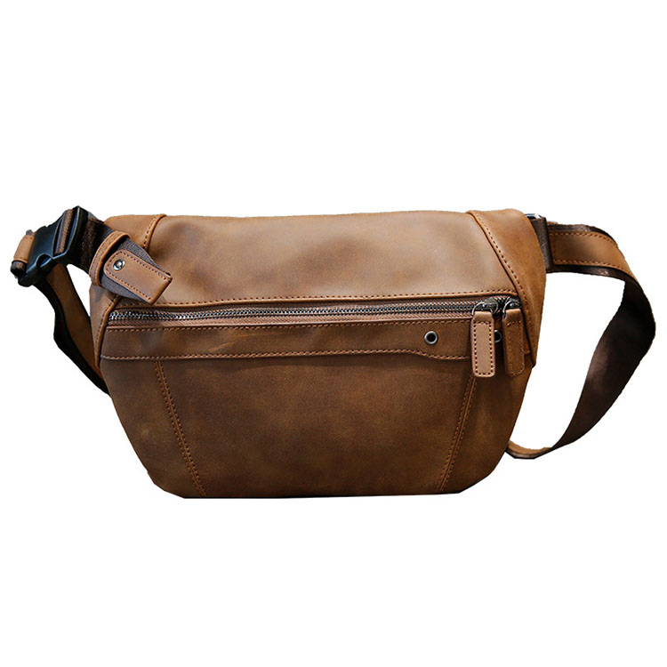 Mens Leather Waist Bag Trendy Design Outdoor Fanny Pack