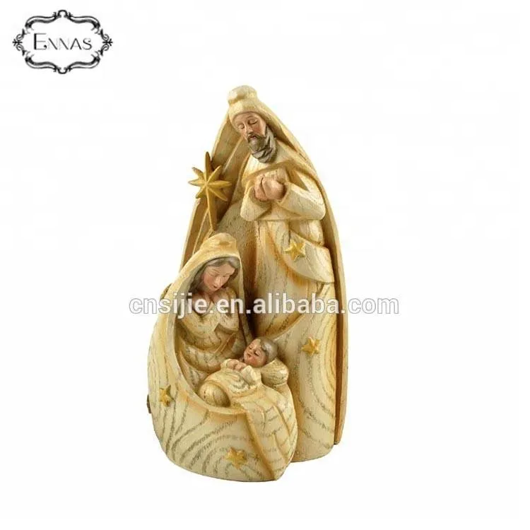 Polyresin holy nativtiy family scene figurines for Christmas