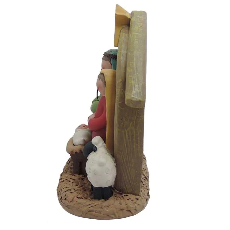 Customize Wholesale Polyresin Christian Jesus Birth Family Statue in Manger Nativity Set