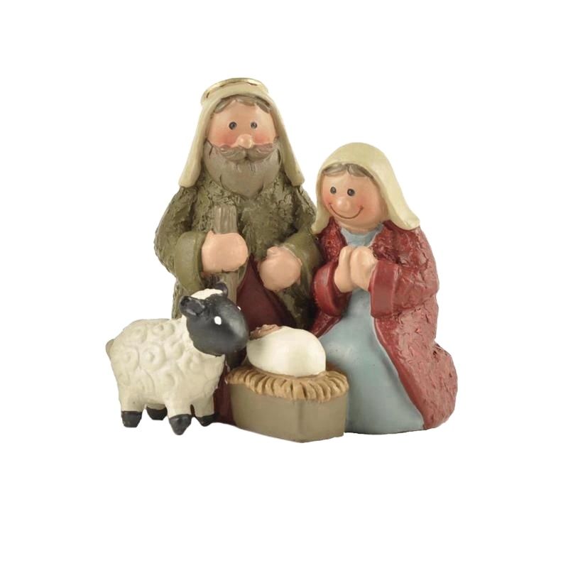 Resin Christmas Nativity Scene Set with Mary Joseph and Baby Jesus Holy Family religious figures Christmas decoration