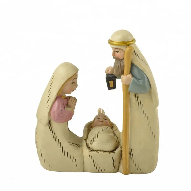 Religious family resin polyresin Mini nativity family sence