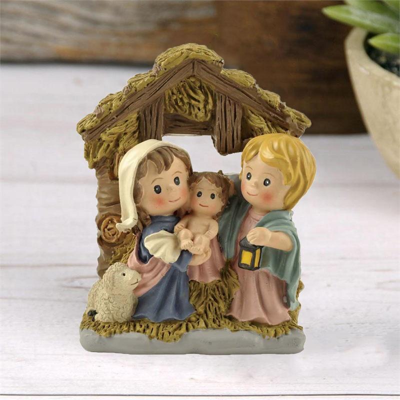 Polyresin cartoon religious manger family baby Jesus Manger statues