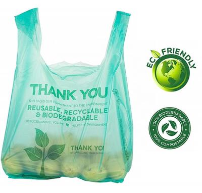Eco Friendly Supermarket 100 Biodegradable Grocery Bags compostable Cornstarch Shopping Bags