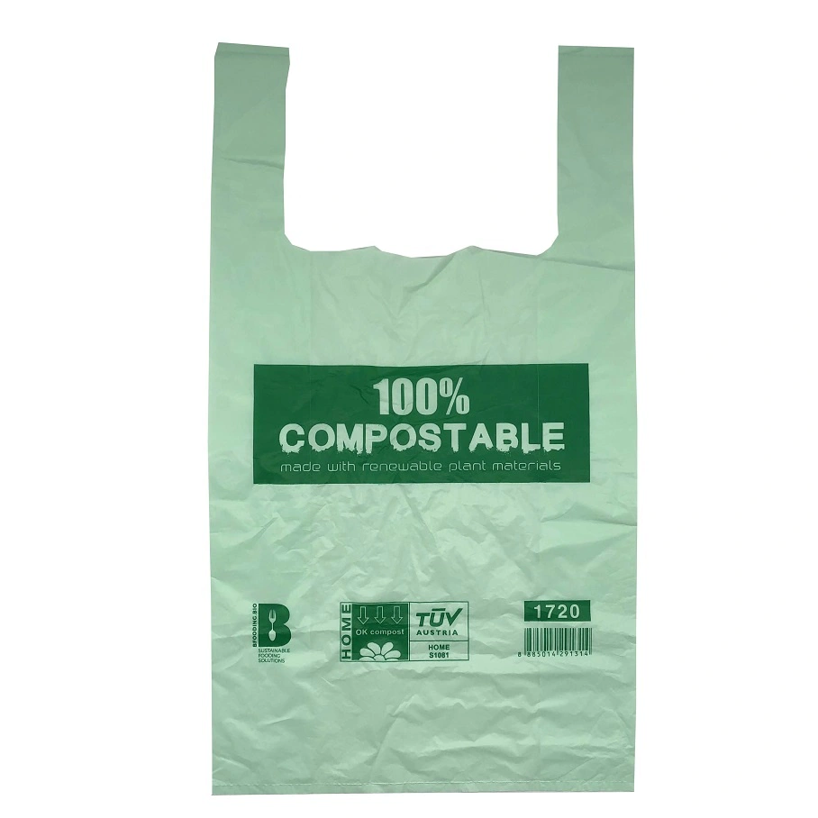 100% Biodegradable Eco Friendly Compostable T-Shirt Bags Shopping Bags