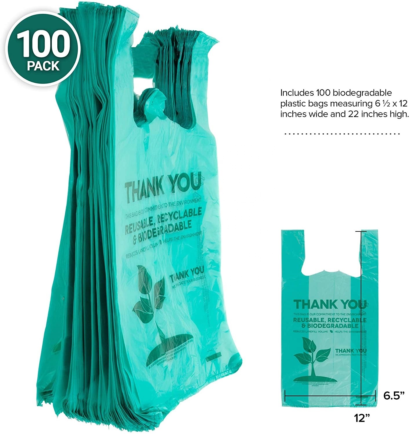 100 Plant Based Natural Biodegradable Shopping Bags Compostable Non