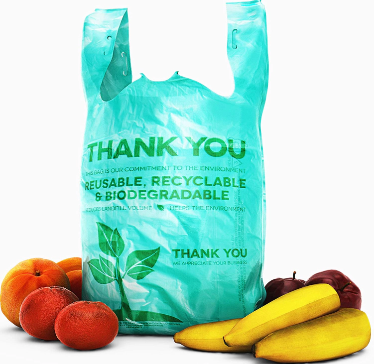 100% Biodegradable compostable T-shirt bag Shopping Bags Plastic Bags with Handles