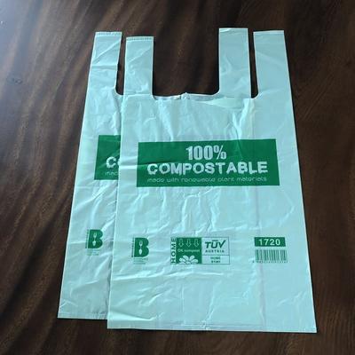 Custom logo Eco Friendly Compostable Grocery Bags 100% Biodegradable T-Shirt Bags