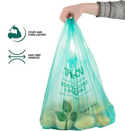 100% Biodegradable Compostable Logo Printed Colorful eco-friendly T-shirt Bag Vegetable Bag