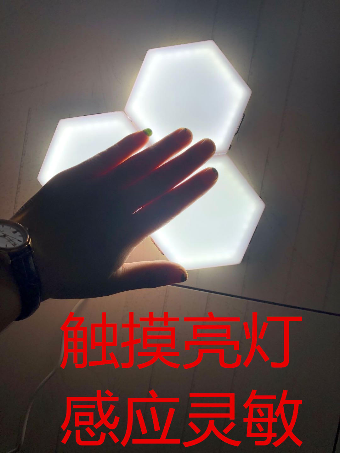 OEMWeb celebrity splice hand touch bright modular night light hexagonal black family quantum honeycomb induction wall lamp