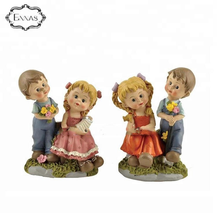 Polyresin Boy and Girl Crafts For Garden Decoration