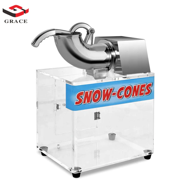 Grace Electric Commercial Stainless SteelIce Crusher Shaver Snow Cone Maker Machine with Acrylic Box