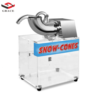 Grace Electric Commercial Stainless SteelIce Crusher Shaver Snow Cone Maker Machine with Acrylic Box