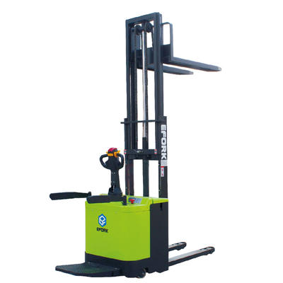 Full-electric pallet stacker standing operation stacker forlift truck with safety guard 1 ton 1.5 ton 2 ton electric stacker