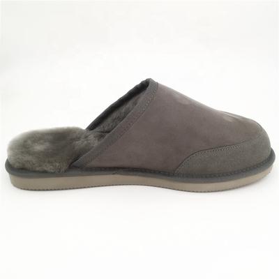 HQS-MS001 OEM customized premium quality winter genuine sheepskin slippers lamb fur slippers lamb wool slippers for men