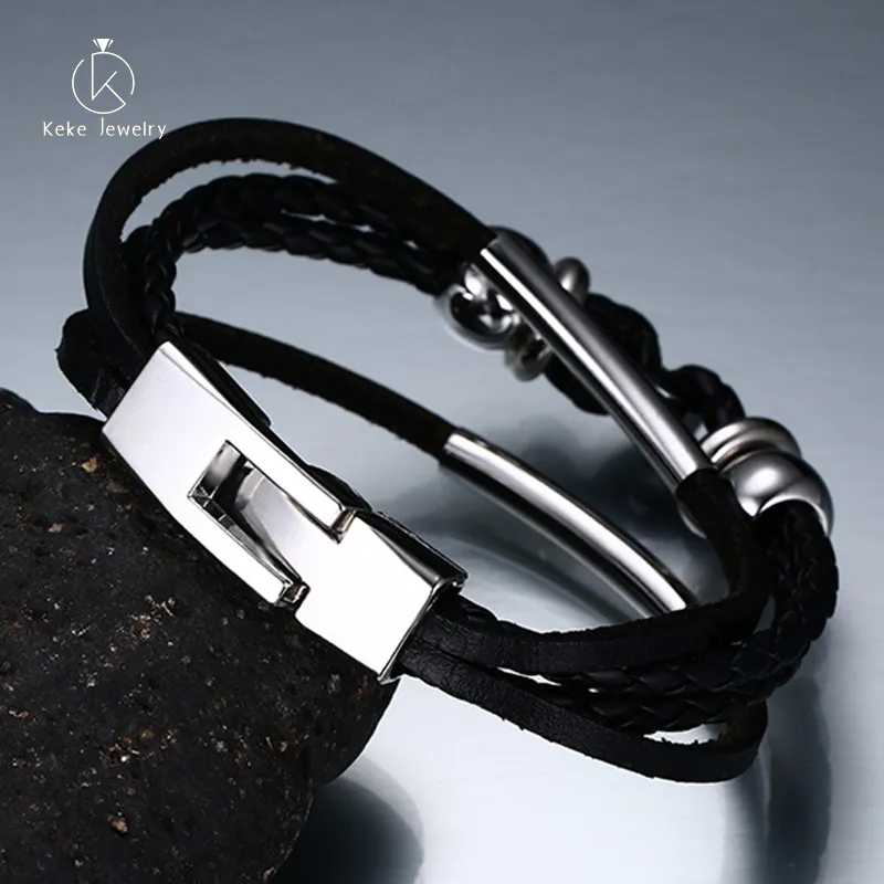 High Quality Vintage fashion jewelry Punk leather bracelet Fashion men's personality alloy bracelet BL-053