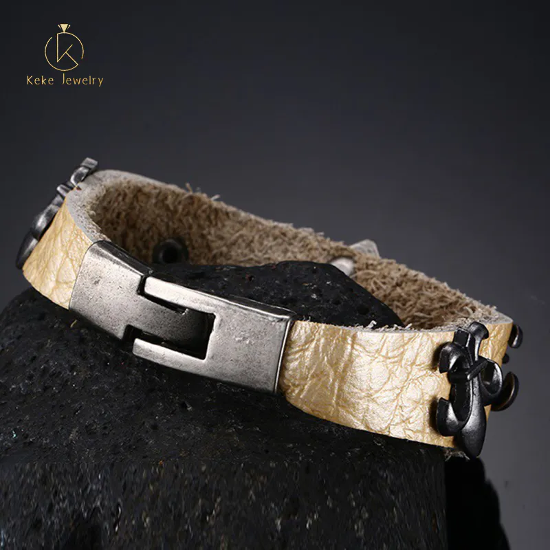 European and American style fashion alloy material leather men's bracelet BL-171