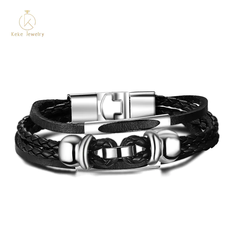 High Quality Vintage fashion jewelry Punk leather bracelet Fashion men's personality alloy bracelet BL-053