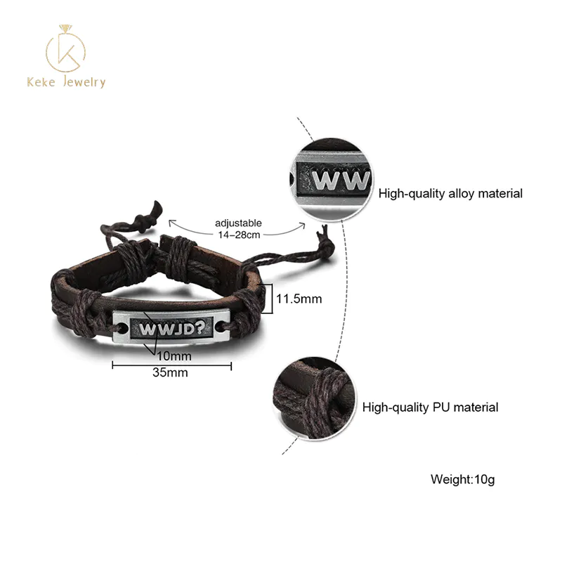 Supplier Wholesale Alloy Curved Brand English Letter PU Leather Adjustable wrist strap bracelet BL-492