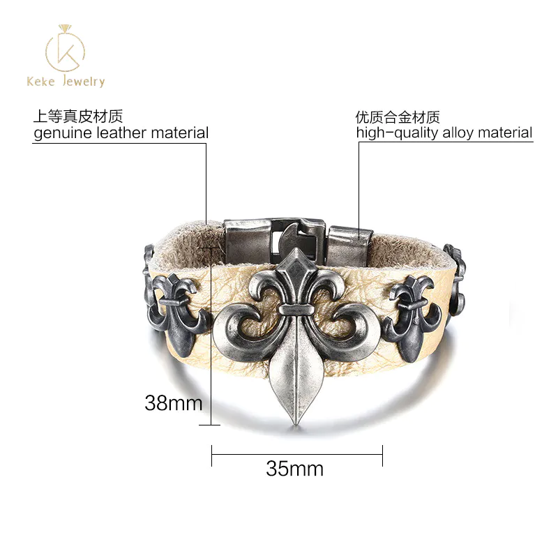 European and American style fashion alloy material leather men's bracelet BL-171