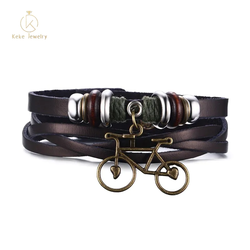 New Product Alloy bicycle Weave bracelet Ethnic style vintage leather bracelet BL-181