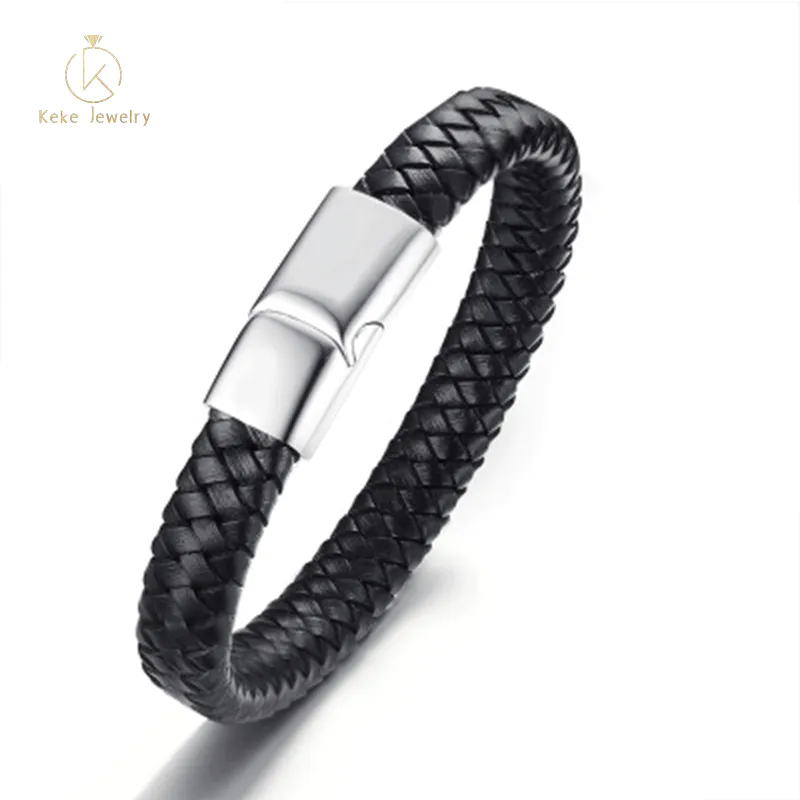 Stainless Steel Leather Bracelet European and American Jewelry Men's