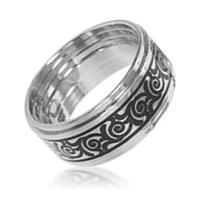 Square with white painting moroccan silver ring jewelry