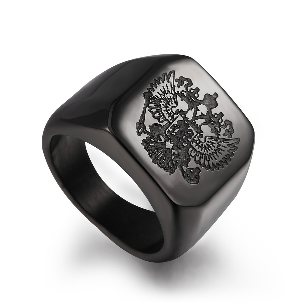 Black Painting Stainless Steel Custom Engraved Ring Masonic