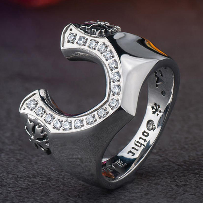 product-BEYALY-Fashion Jewelry Horseshoe Stainless Steel Ring With AAA Cubic Zirconia-img-2