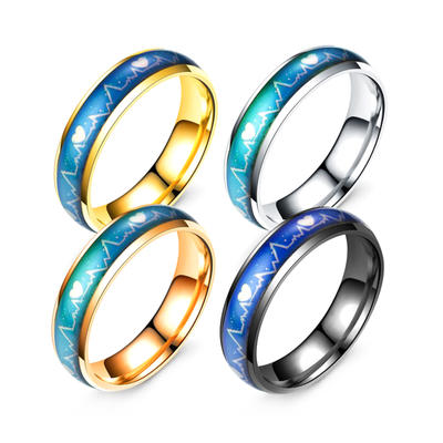 Heart Beat Design Stainless Steel Laser Cut Wedding Ring