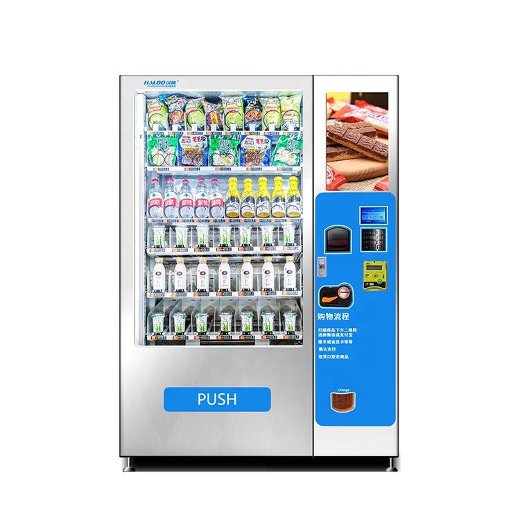 High quality sheet metal snacks glass bottle drinks combo vending machine with elevator lift