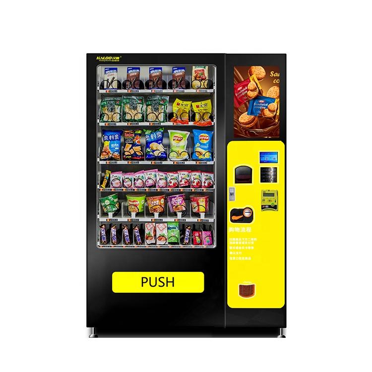 High quality sheet metal snacks glass bottle drinks combo vending machine with elevator lift