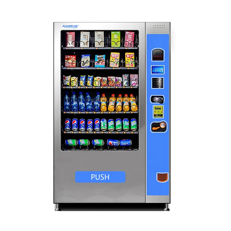 Hot Sale automat Refrigerated snacks glass bottle drinks vending machine with elevator