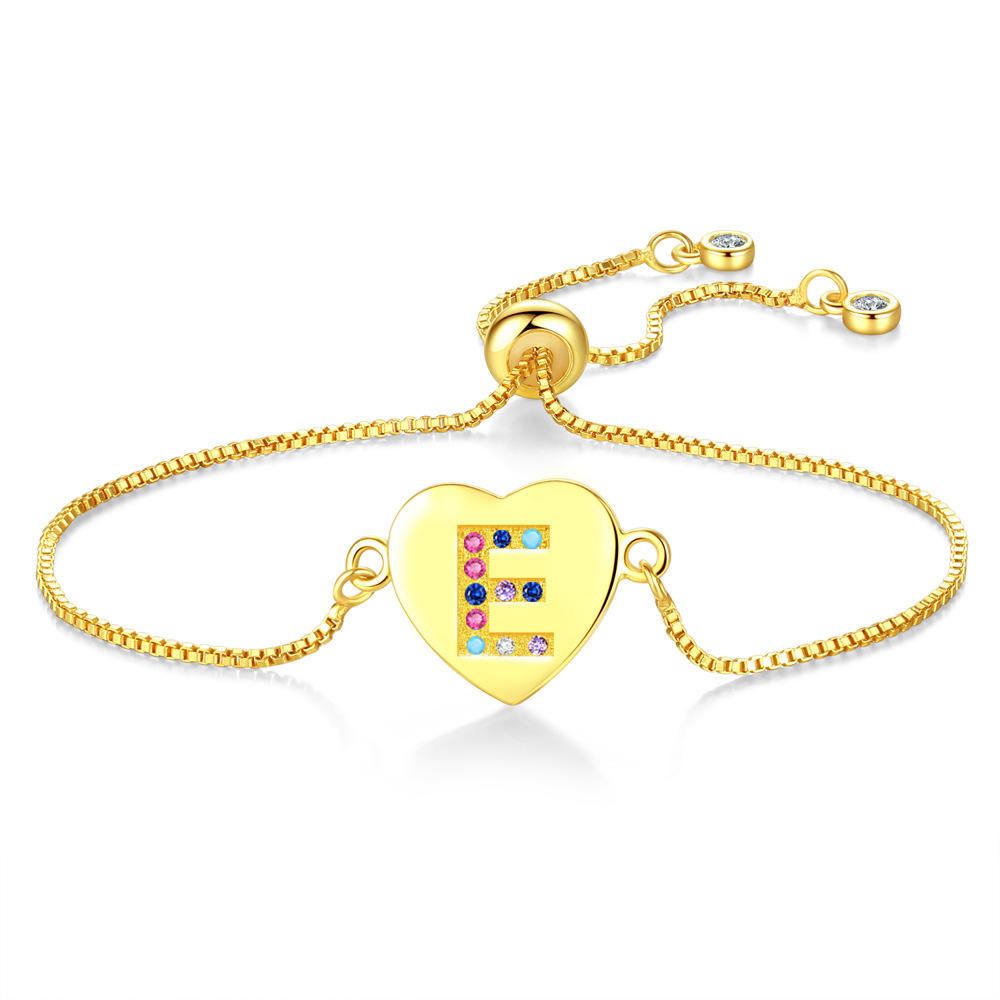 product-BEYALY-The New 26 Letters Pull Adjustable Bracelet, Heart Color Zircon Bracelet Hot Style Fe-2