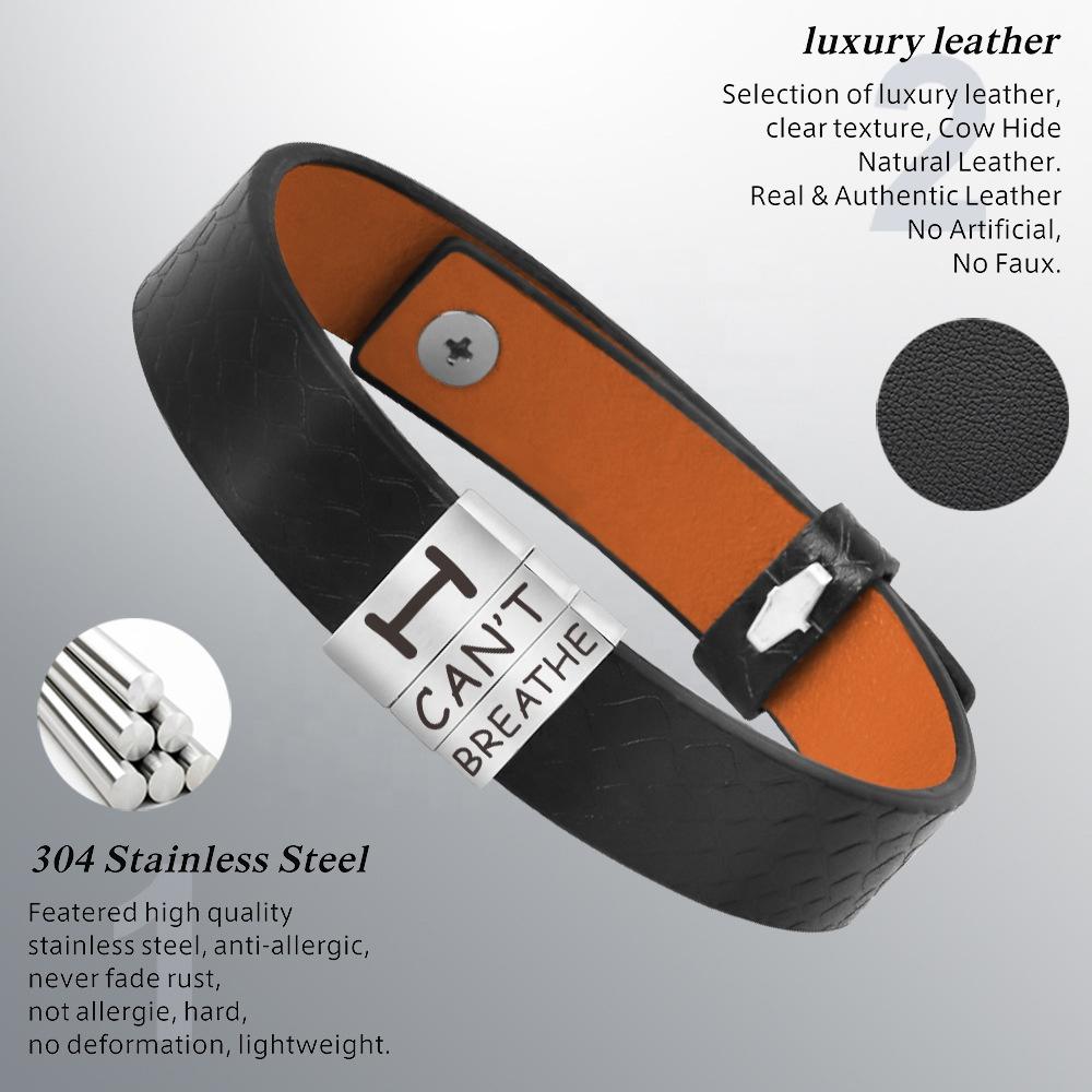 product-Retro Wide Leather Simple Bracelet Man, I Cant Breathe Man Lettered Bracelet-BEYALY-img-3