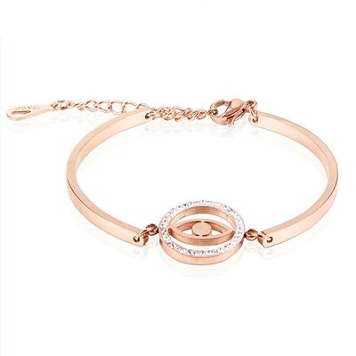 Girls Simple Fashion Stainless Steel Rose Gold Bracelet, 18K Gold Devil'S Eye Bracelet
