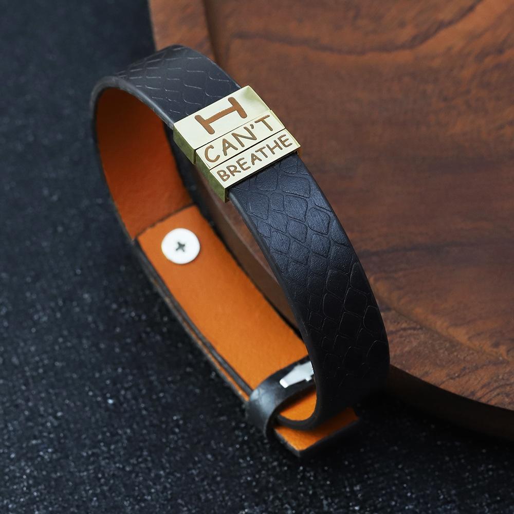 product-BEYALY-Retro Wide Leather Simple Bracelet Man, I Cant Breathe Man Lettered Bracelet-img-2