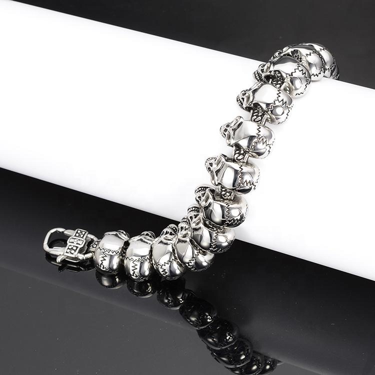 product-European And American Punk Men Sewing Skull Titanium Stainless Steel Bracelet Hiphop-BEYALY--3